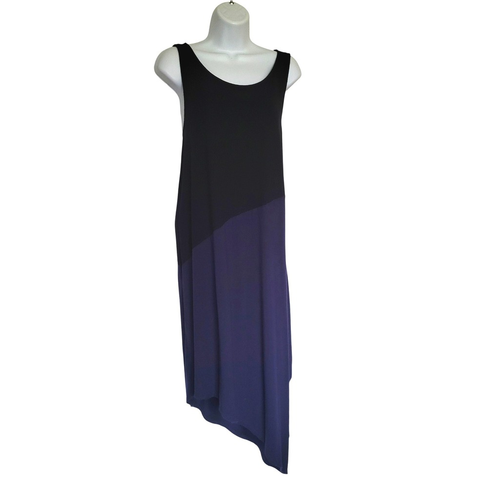 Eileen Fisher Asymmetrical Colorblock Tank Dress Womens Large Jersey Viscose L